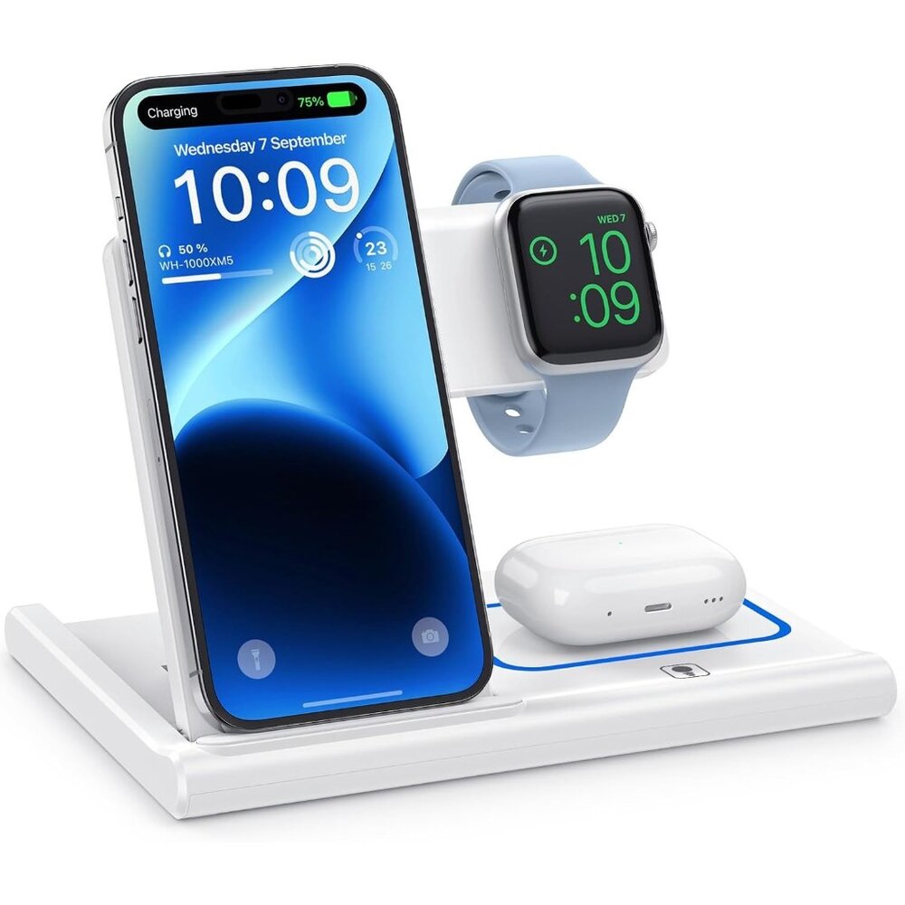 3 in 1 Wireless Charging Station for iPhone 14 13 12 11 Apple Watch 8-2 AirPods